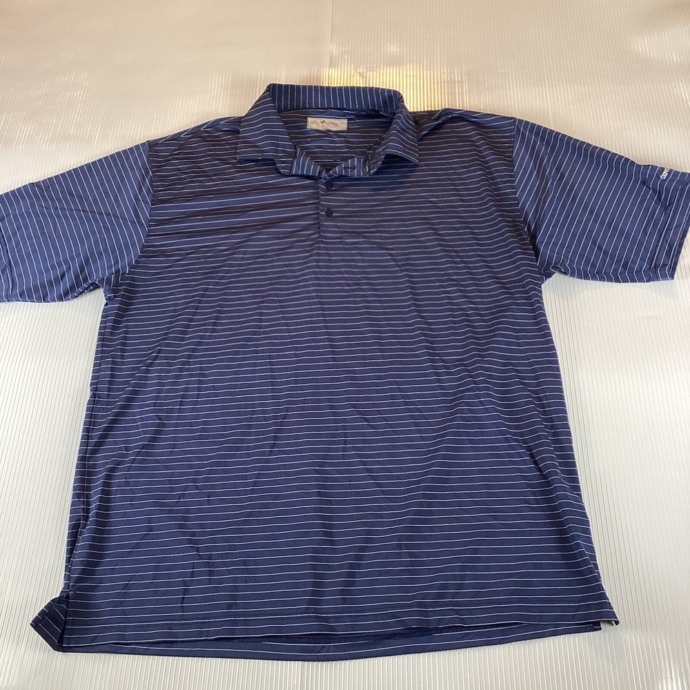 HL Sport Mens Polo Shirt Top Size XL Golf Short Sleeve Striped Pullover Soft